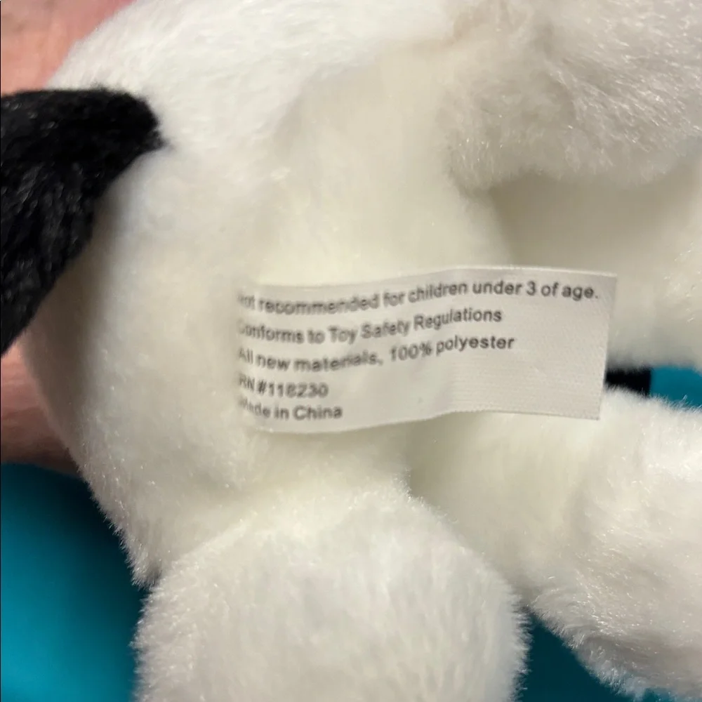 Hills Plush Cat Toy with Navy Bandana - White & Black